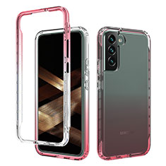 Coque Ultra Fine Transparente Souple Housse Etui 360 Degres Avant et Arriere Degrade M01 pour Samsung Galaxy S25 5G Rouge