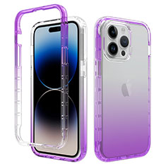 Coque Ultra Fine Transparente Souple Housse Etui 360 Degres Avant et Arriere Degrade pour Apple iPhone 13 Pro Violet