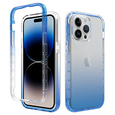 Coque Ultra Fine Transparente Souple Housse Etui 360 Degres Avant et Arriere Degrade pour Apple iPhone 15 Pro Bleu