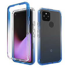 Coque Ultra Fine Transparente Souple Housse Etui 360 Degres Avant et Arriere Degrade pour Google Pixel 5 Bleu