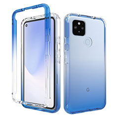 Coque Ultra Fine Transparente Souple Housse Etui 360 Degres Avant et Arriere Degrade pour Google Pixel 5 XL 5G Bleu