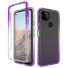 Coque Ultra Fine Transparente Souple Housse Etui 360 Degres Avant et Arriere Degrade pour Google Pixel 5a 5G Violet