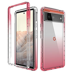 Coque Ultra Fine Transparente Souple Housse Etui 360 Degres Avant et Arriere Degrade pour Google Pixel 6 5G Rouge