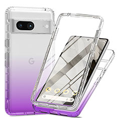 Coque Ultra Fine Transparente Souple Housse Etui 360 Degres Avant et Arriere Degrade pour Google Pixel 7a 5G Violet