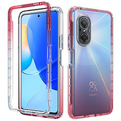 Coque Ultra Fine Transparente Souple Housse Etui 360 Degres Avant et Arriere Degrade pour Huawei Nova 9 SE Rouge