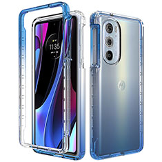 Coque Ultra Fine Transparente Souple Housse Etui 360 Degres Avant et Arriere Degrade pour Motorola Moto Edge 30 Pro 5G Bleu