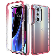 Coque Ultra Fine Transparente Souple Housse Etui 360 Degres Avant et Arriere Degrade pour Motorola Moto Edge 30 Pro 5G Rouge