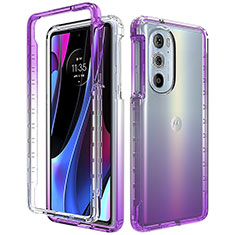 Coque Ultra Fine Transparente Souple Housse Etui 360 Degres Avant et Arriere Degrade pour Motorola Moto Edge 30 Pro 5G Violet