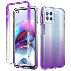 Coque Ultra Fine Transparente Souple Housse Etui 360 Degres Avant et Arriere Degrade pour Motorola Moto Edge S 5G Violet