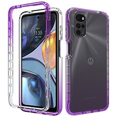 Coque Ultra Fine Transparente Souple Housse Etui 360 Degres Avant et Arriere Degrade pour Motorola Moto G22 Violet