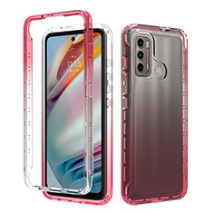 Coque Ultra Fine Transparente Souple Housse Etui 360 Degres Avant et Arriere Degrade pour Motorola Moto G40 Fusion Rouge