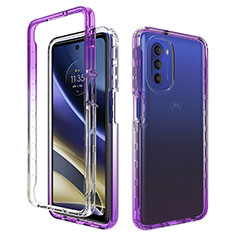 Coque Ultra Fine Transparente Souple Housse Etui 360 Degres Avant et Arriere Degrade pour Motorola Moto G51 5G Violet