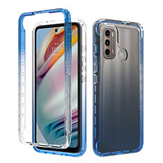 Coque Ultra Fine Transparente Souple Housse Etui 360 Degres Avant et Arriere Degrade pour Motorola Moto G60 Bleu