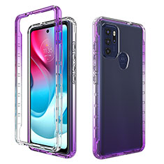 Coque Ultra Fine Transparente Souple Housse Etui 360 Degres Avant et Arriere Degrade pour Motorola Moto G60s Violet