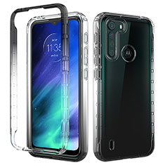 Coque Ultra Fine Transparente Souple Housse Etui 360 Degres Avant et Arriere Degrade pour Motorola Moto One Fusion Noir