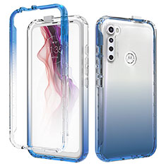 Coque Ultra Fine Transparente Souple Housse Etui 360 Degres Avant et Arriere Degrade pour Motorola Moto One Fusion Plus Bleu