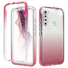 Coque Ultra Fine Transparente Souple Housse Etui 360 Degres Avant et Arriere Degrade pour Motorola Moto One Fusion Plus Rouge