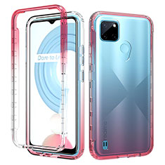 Coque Ultra Fine Transparente Souple Housse Etui 360 Degres Avant et Arriere Degrade pour Realme C21Y Rouge