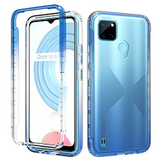 Coque Ultra Fine Transparente Souple Housse Etui 360 Degres Avant et Arriere Degrade pour Realme C25Y Bleu