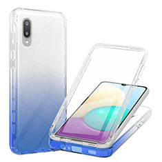 Coque Ultra Fine Transparente Souple Housse Etui 360 Degres Avant et Arriere Degrade pour Samsung Galaxy A02 Bleu