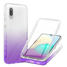 Coque Ultra Fine Transparente Souple Housse Etui 360 Degres Avant et Arriere Degrade pour Samsung Galaxy A02 Violet