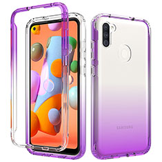 Coque Ultra Fine Transparente Souple Housse Etui 360 Degres Avant et Arriere Degrade pour Samsung Galaxy A11 Violet