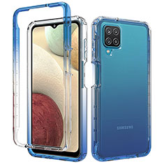 Coque Ultra Fine Transparente Souple Housse Etui 360 Degres Avant et Arriere Degrade pour Samsung Galaxy A12 Bleu