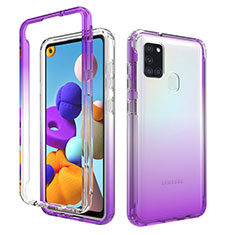 Coque Ultra Fine Transparente Souple Housse Etui 360 Degres Avant et Arriere Degrade pour Samsung Galaxy A21s Violet