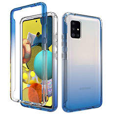 Coque Ultra Fine Transparente Souple Housse Etui 360 Degres Avant et Arriere Degrade pour Samsung Galaxy A51 4G Bleu