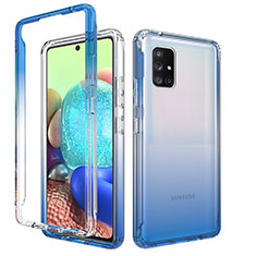 Coque Ultra Fine Transparente Souple Housse Etui 360 Degres Avant et Arriere Degrade pour Samsung Galaxy A71 4G A715 Bleu