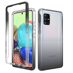 Coque Ultra Fine Transparente Souple Housse Etui 360 Degres Avant et Arriere Degrade pour Samsung Galaxy A71 5G Gris Fonce