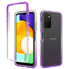 Coque Ultra Fine Transparente Souple Housse Etui 360 Degres Avant et Arriere Degrade pour Samsung Galaxy F02S SM-E025F Violet