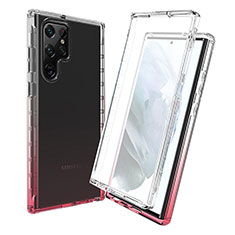 Coque Ultra Fine Transparente Souple Housse Etui 360 Degres Avant et Arriere Degrade pour Samsung Galaxy S21 Ultra 5G Rouge