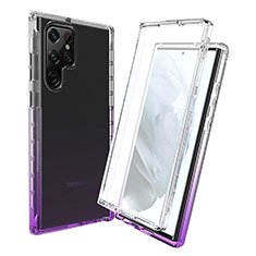 Coque Ultra Fine Transparente Souple Housse Etui 360 Degres Avant et Arriere Degrade pour Samsung Galaxy S22 Ultra 5G Violet