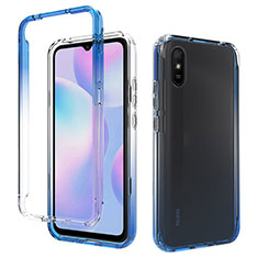 Coque Ultra Fine Transparente Souple Housse Etui 360 Degres Avant et Arriere Degrade pour Xiaomi Redmi 9A Bleu