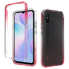 Coque Ultra Fine Transparente Souple Housse Etui 360 Degres Avant et Arriere Degrade pour Xiaomi Redmi 9A Rouge