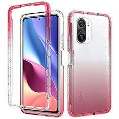 Coque Ultra Fine Transparente Souple Housse Etui 360 Degres Avant et Arriere Degrade pour Xiaomi Redmi K40 Pro 5G Rouge