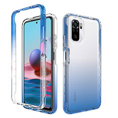 Coque Ultra Fine Transparente Souple Housse Etui 360 Degres Avant et Arriere Degrade pour Xiaomi Redmi Note 10S 4G Bleu