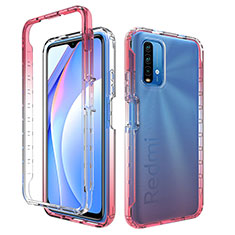 Coque Ultra Fine Transparente Souple Housse Etui 360 Degres Avant et Arriere Degrade pour Xiaomi Redmi Note 9 4G Rouge