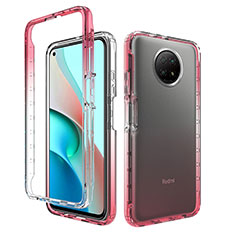 Coque Ultra Fine Transparente Souple Housse Etui 360 Degres Avant et Arriere Degrade pour Xiaomi Redmi Note 9 5G Rouge