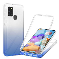 Coque Ultra Fine Transparente Souple Housse Etui 360 Degres Avant et Arriere Degrade YB1 pour Samsung Galaxy A21s Bleu