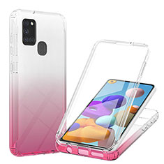 Coque Ultra Fine Transparente Souple Housse Etui 360 Degres Avant et Arriere Degrade YB1 pour Samsung Galaxy A21s Rose