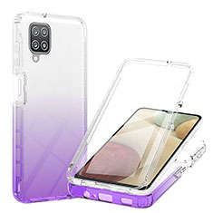 Coque Ultra Fine Transparente Souple Housse Etui 360 Degres Avant et Arriere Degrade YB1 pour Samsung Galaxy F12 Violet