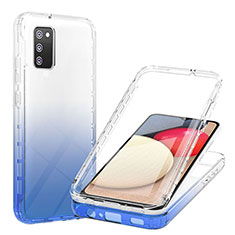 Coque Ultra Fine Transparente Souple Housse Etui 360 Degres Avant et Arriere Degrade ZJ1 pour Samsung Galaxy A02s Bleu