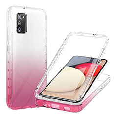 Coque Ultra Fine Transparente Souple Housse Etui 360 Degres Avant et Arriere Degrade ZJ1 pour Samsung Galaxy A03s Rose