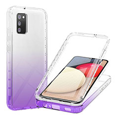 Coque Ultra Fine Transparente Souple Housse Etui 360 Degres Avant et Arriere Degrade ZJ1 pour Samsung Galaxy F02S SM-E025F Violet