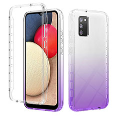 Coque Ultra Fine Transparente Souple Housse Etui 360 Degres Avant et Arriere Degrade ZJ2 pour Samsung Galaxy A03s Violet