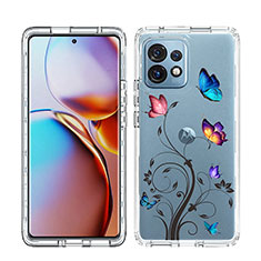 Coque Ultra Fine Transparente Souple Housse Etui 360 Degres Avant et Arriere JX1 pour Motorola Moto Edge 40 Pro 5G Bleu Ciel