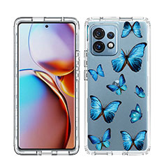 Coque Ultra Fine Transparente Souple Housse Etui 360 Degres Avant et Arriere JX1 pour Motorola Moto Edge Plus (2023) 5G Bleu