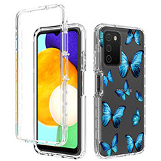 Coque Ultra Fine Transparente Souple Housse Etui 360 Degres Avant et Arriere JX4 pour Samsung Galaxy F02S SM-E025F Bleu